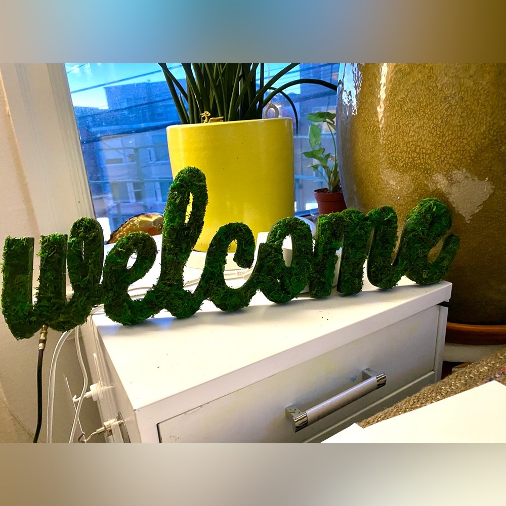 Preserved moss Welcome sign